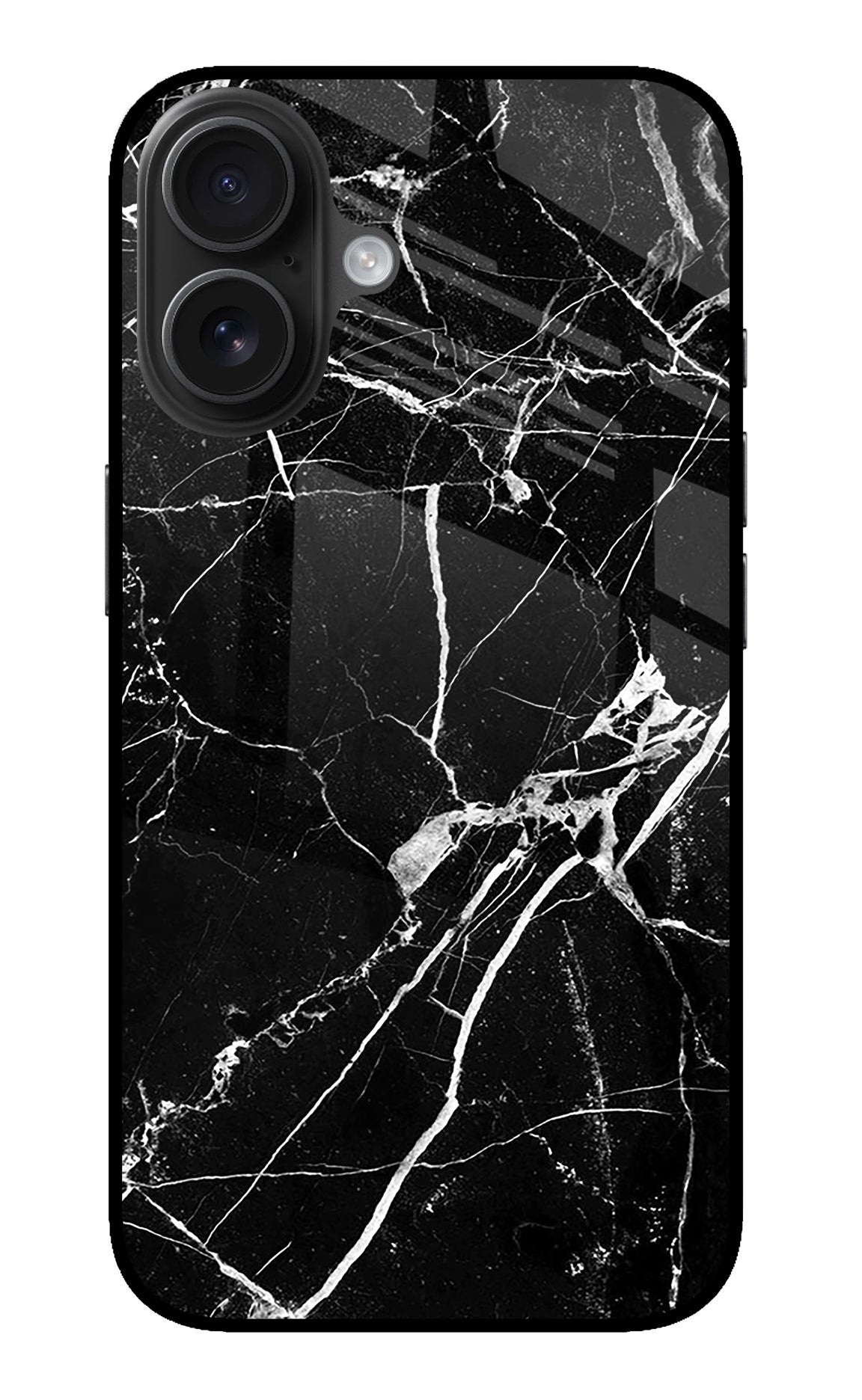 Black Marble Pattern iPhone 16 Plus Back Cover