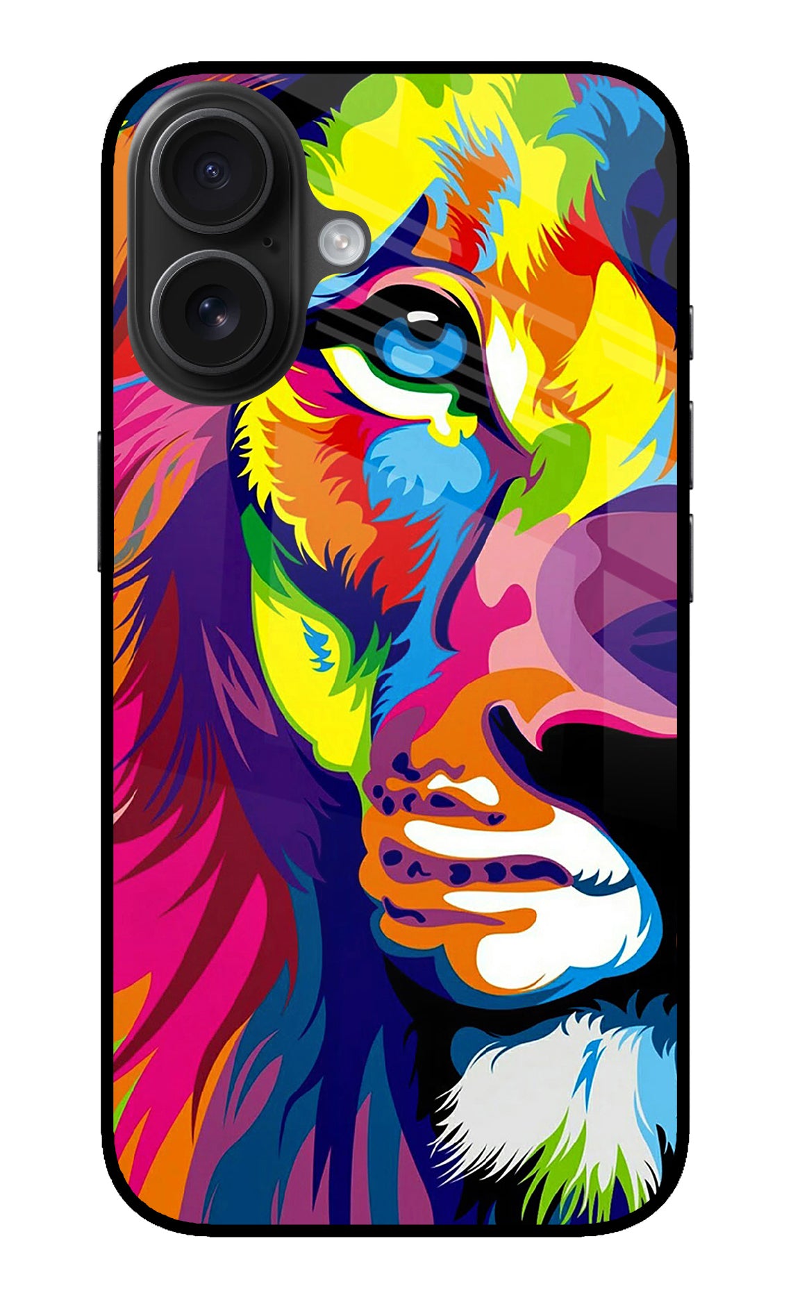 Lion Half Face iPhone 16 Plus Glass Case