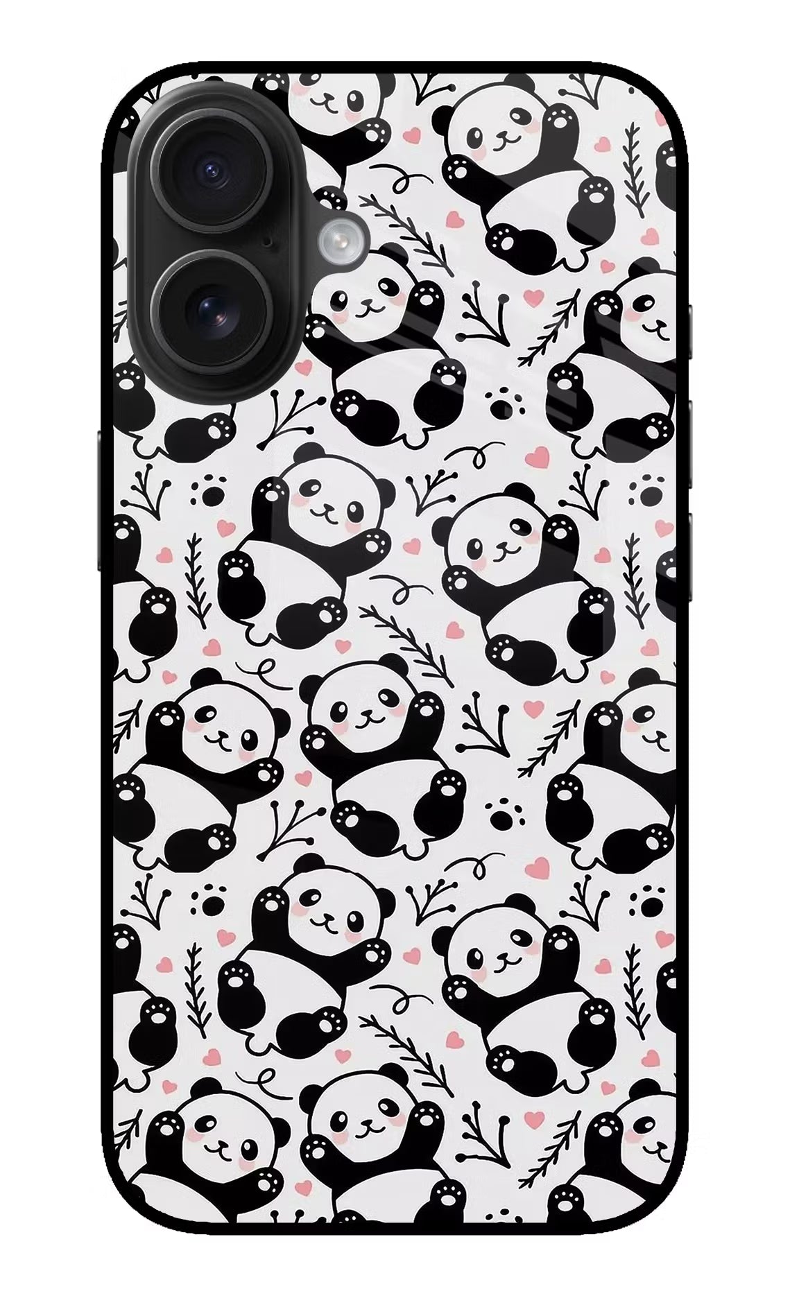 Cute Panda iPhone 16 Plus Glass Case Back Cover by Casekaro