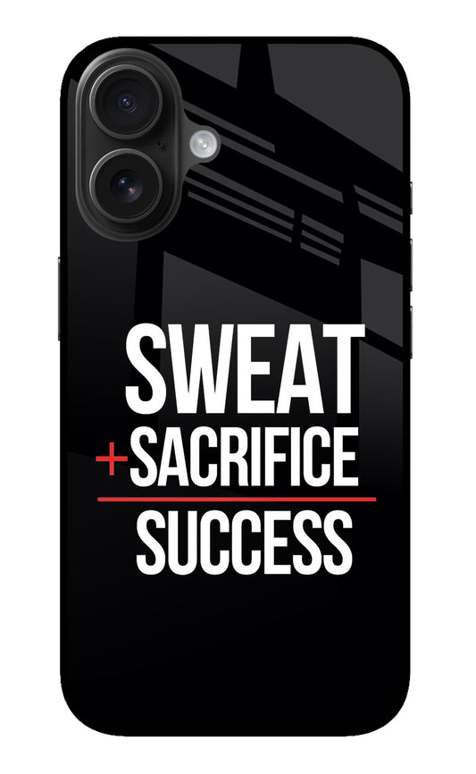 Sweat Sacrifice Success iPhone 16 Plus Glass Case