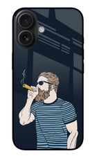 Smoking iPhone 16 Plus Glass Case Back Cover by Casekaro