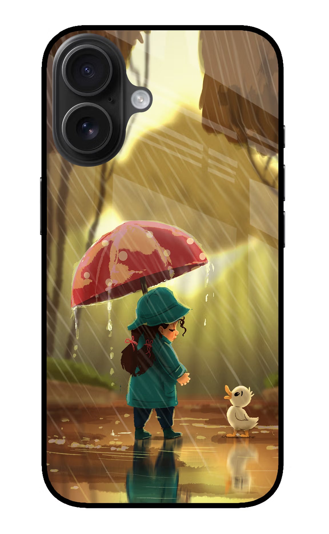 Rainy Day iPhone 16 Plus Glass Case Back Cover by Casekaro