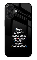 FRIENDS Dialogue iPhone 16 Plus Glass Case