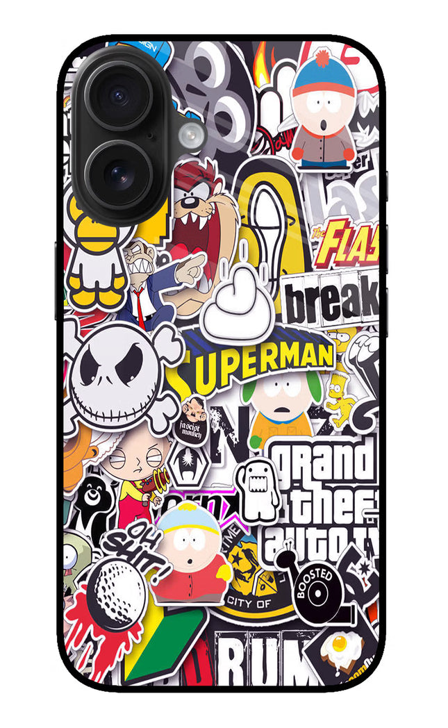 Sticker Bomb iPhone 16 Plus Glass Case