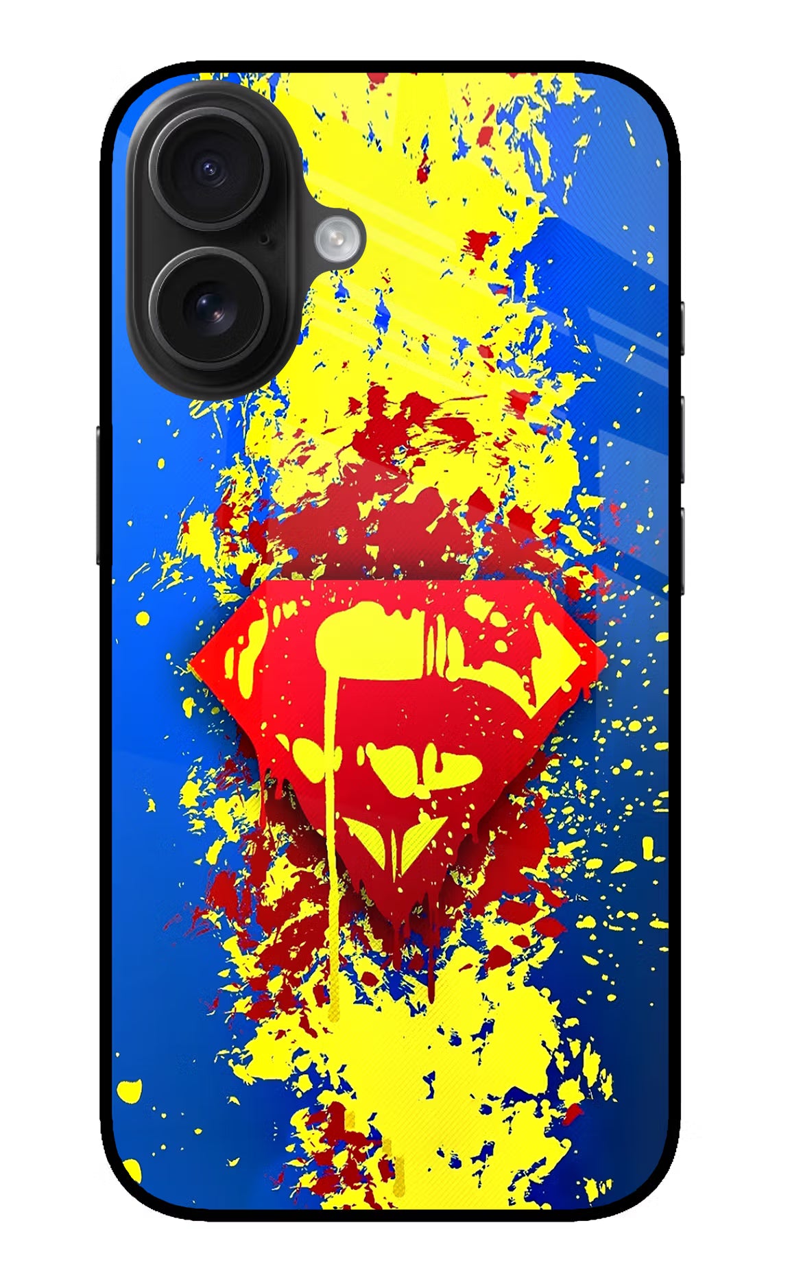 Superman logo iPhone 16 Plus Glass Case Back Cover by Casekaro