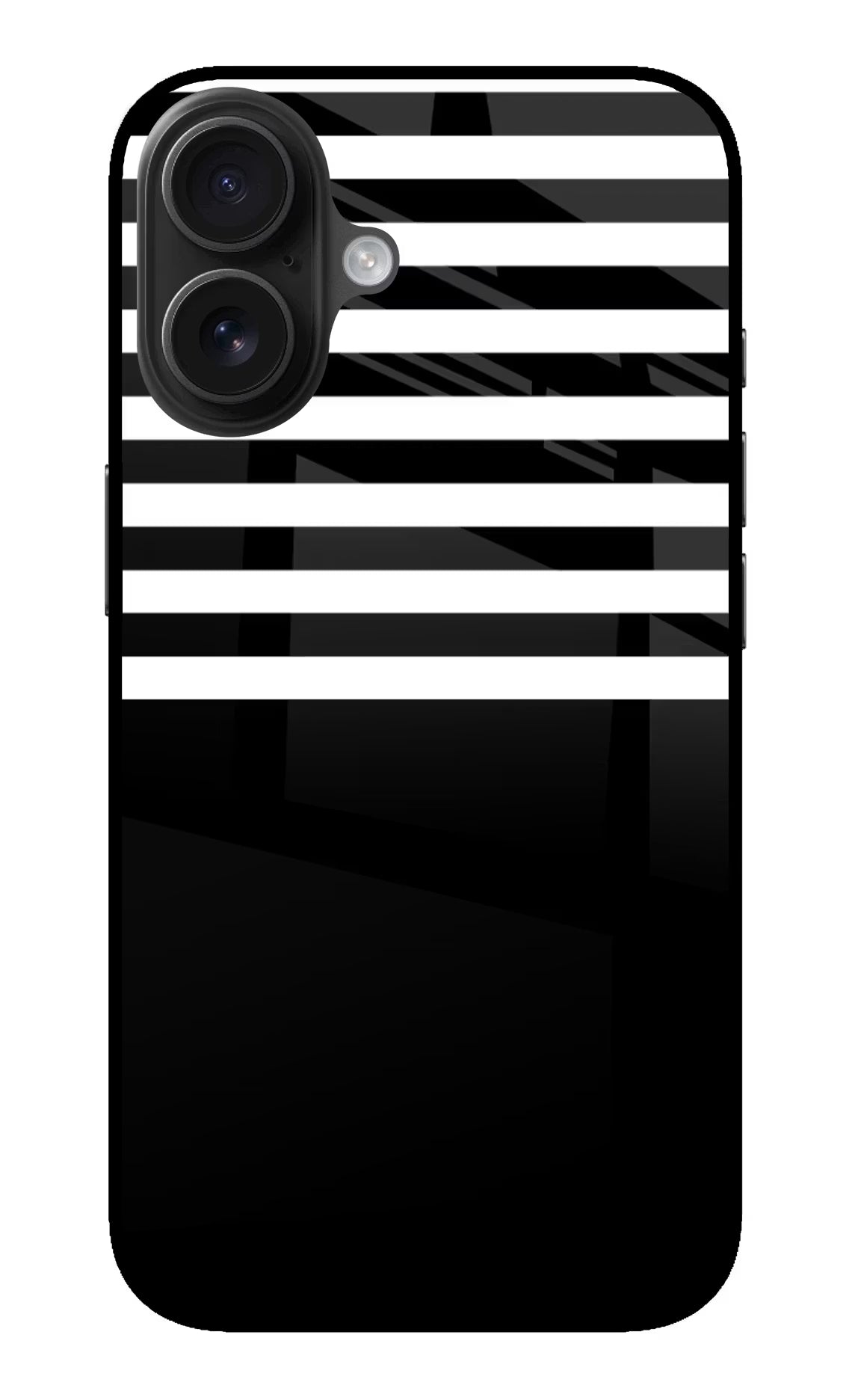 Black and White Print iPhone 16 Plus Glass Case Back Cover by Casekaro