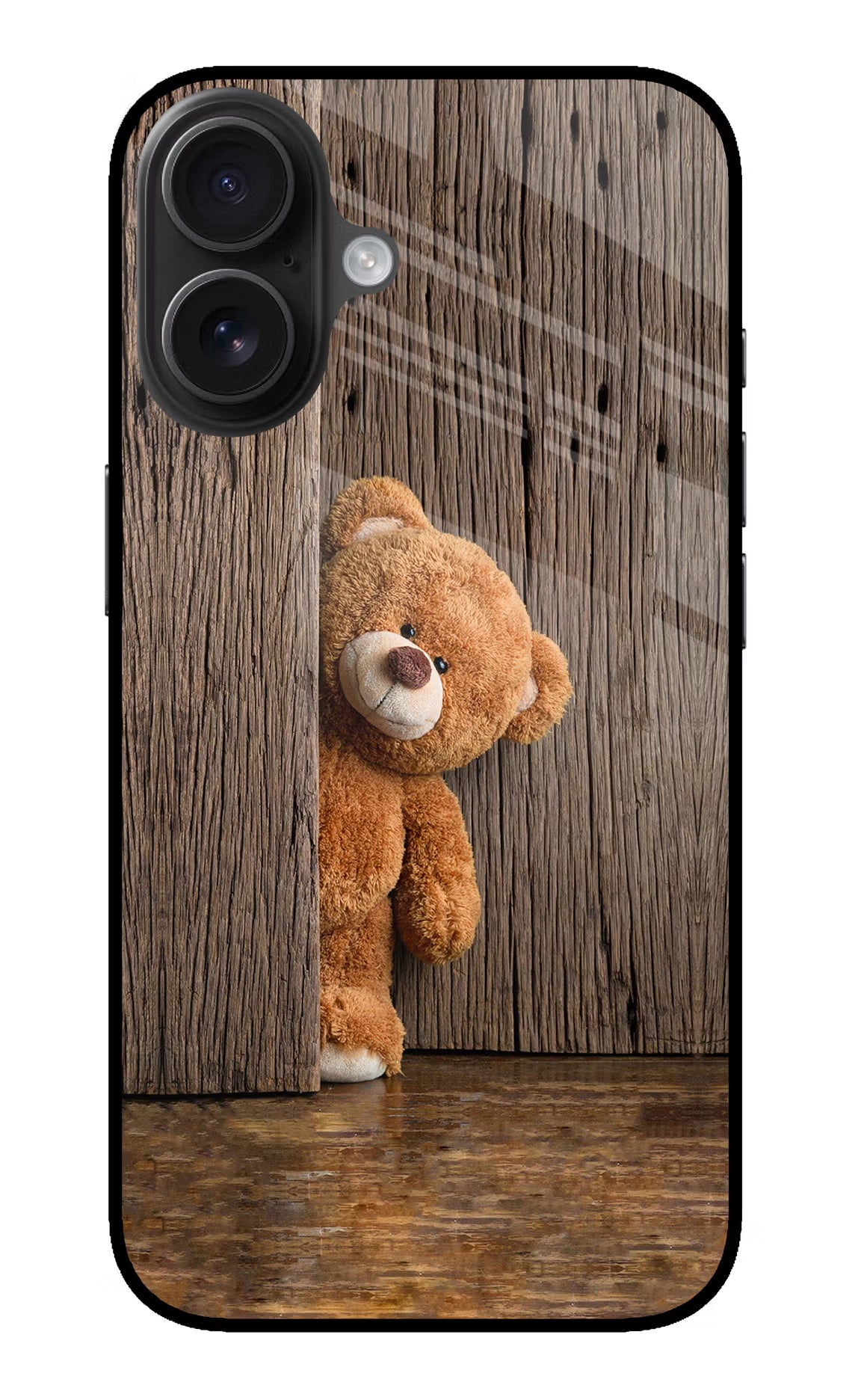 Teddy Wooden iPhone 16 Plus Glass Case Back Cover by Casekaro