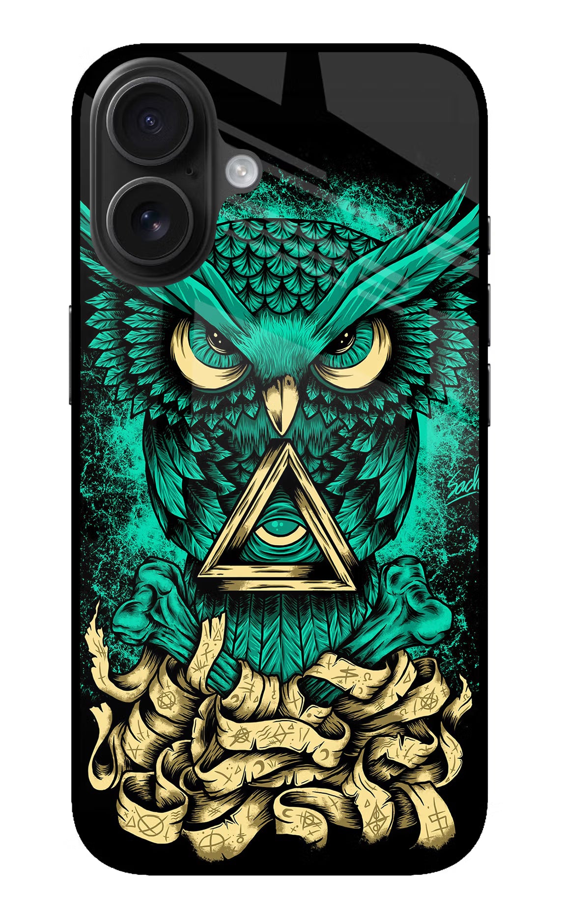 Green Owl iPhone 16 Plus Glass Case Back Cover by Casekaro