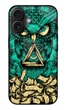 Green Owl iPhone 16 Plus Glass Case
