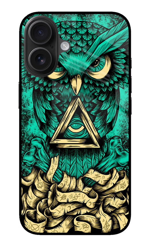Green Owl iPhone 16 Plus Glass Case