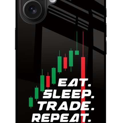 Eat Sleep Trade Repeat iPhone 16 Plus Glass Case