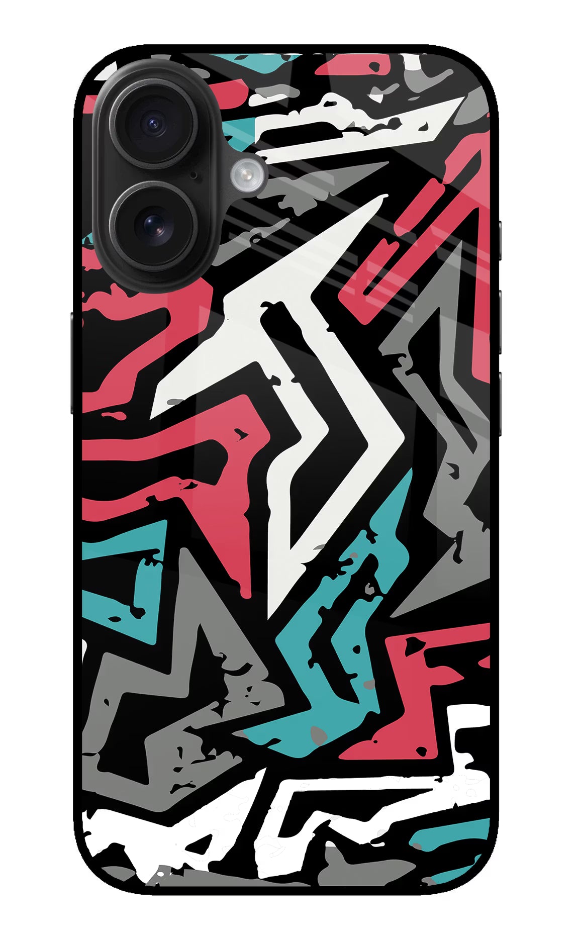 Geometric Graffiti iPhone 16 Plus Glass Case Back Cover by Casekaro