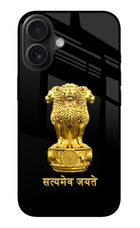 Satyamev Jayate Golden iPhone 16 Plus Glass Case Back Cover by Casekaro