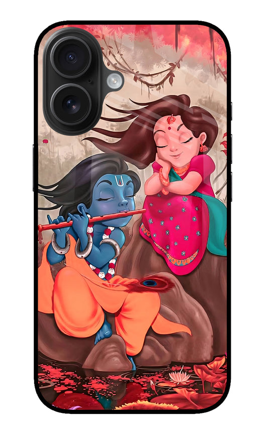 Radhe Krishna iPhone 16 Plus Glass Case