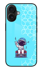 Cute Astronaut Chilling iPhone 16 Plus Glass Case