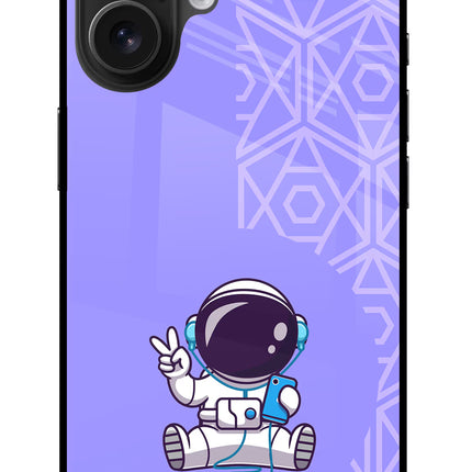 Cute Astronaut Chilling iPhone 16 Plus Glass Case