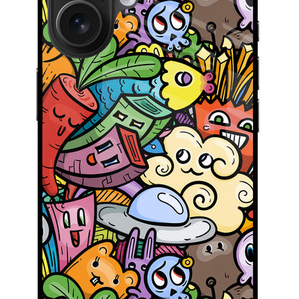 Veggie Doodle iPhone 16 Plus Glass Case