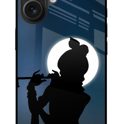 Shri Krishna Silhouette iPhone 16 Plus Glass Case