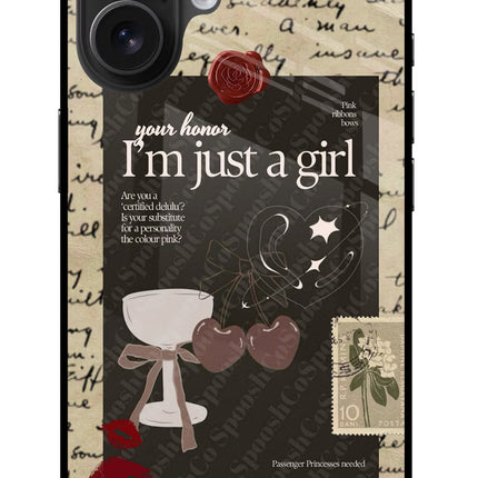 I am just a girl iPhone 16 Plus Glass Case