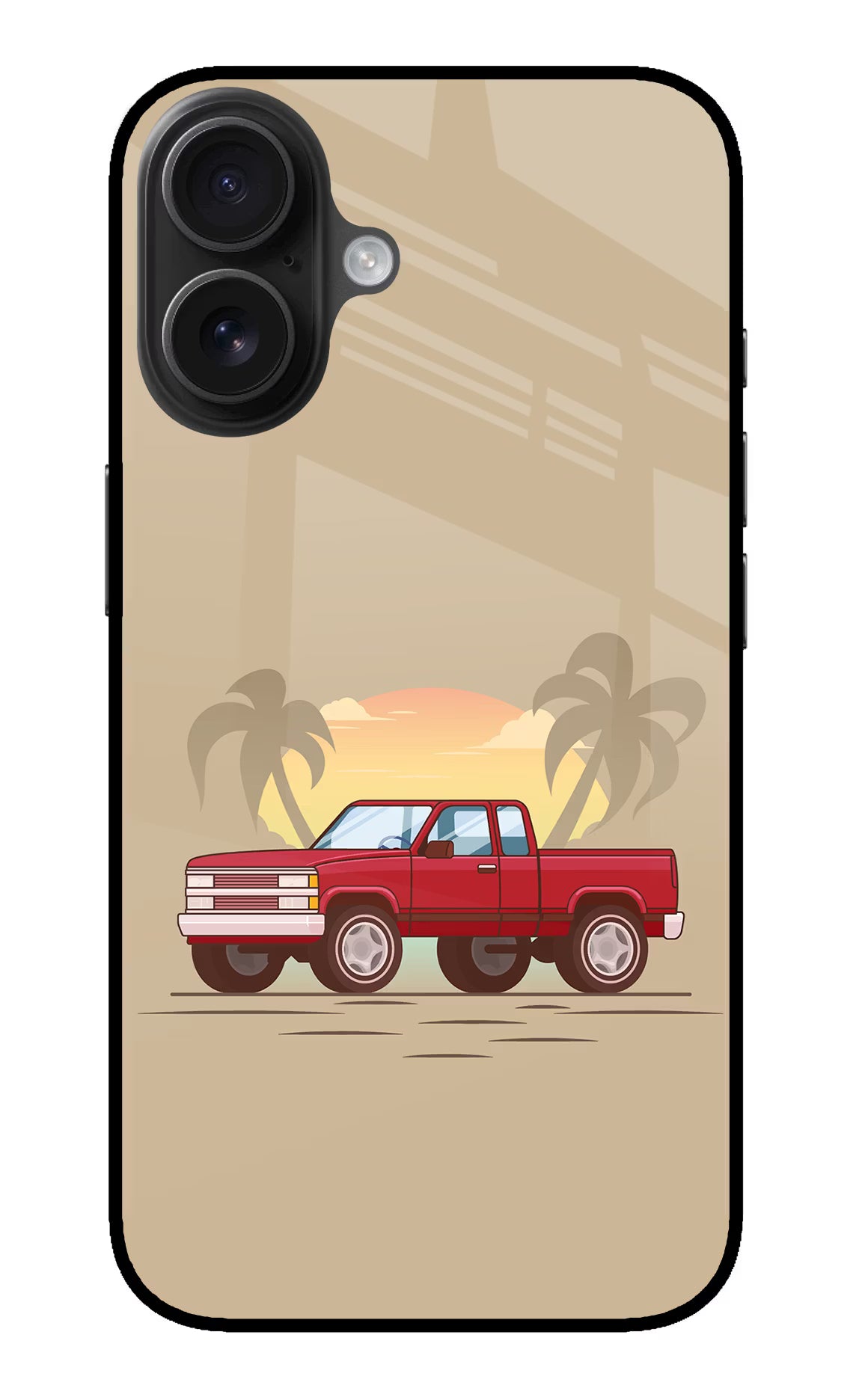 Desert Classic Drive iPhone 16 Plus Glass Case Back Cover by Casekaro