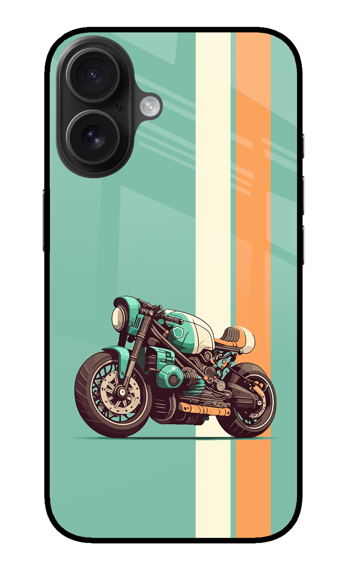 Striped Moto Drift iPhone 16 Plus Glass Case Back Cover by Casekaro