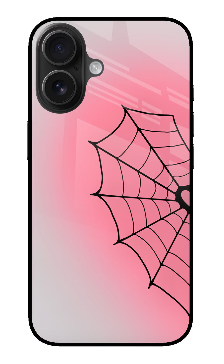 Pink Web iPhone 16 Plus Back Cover, Glass case