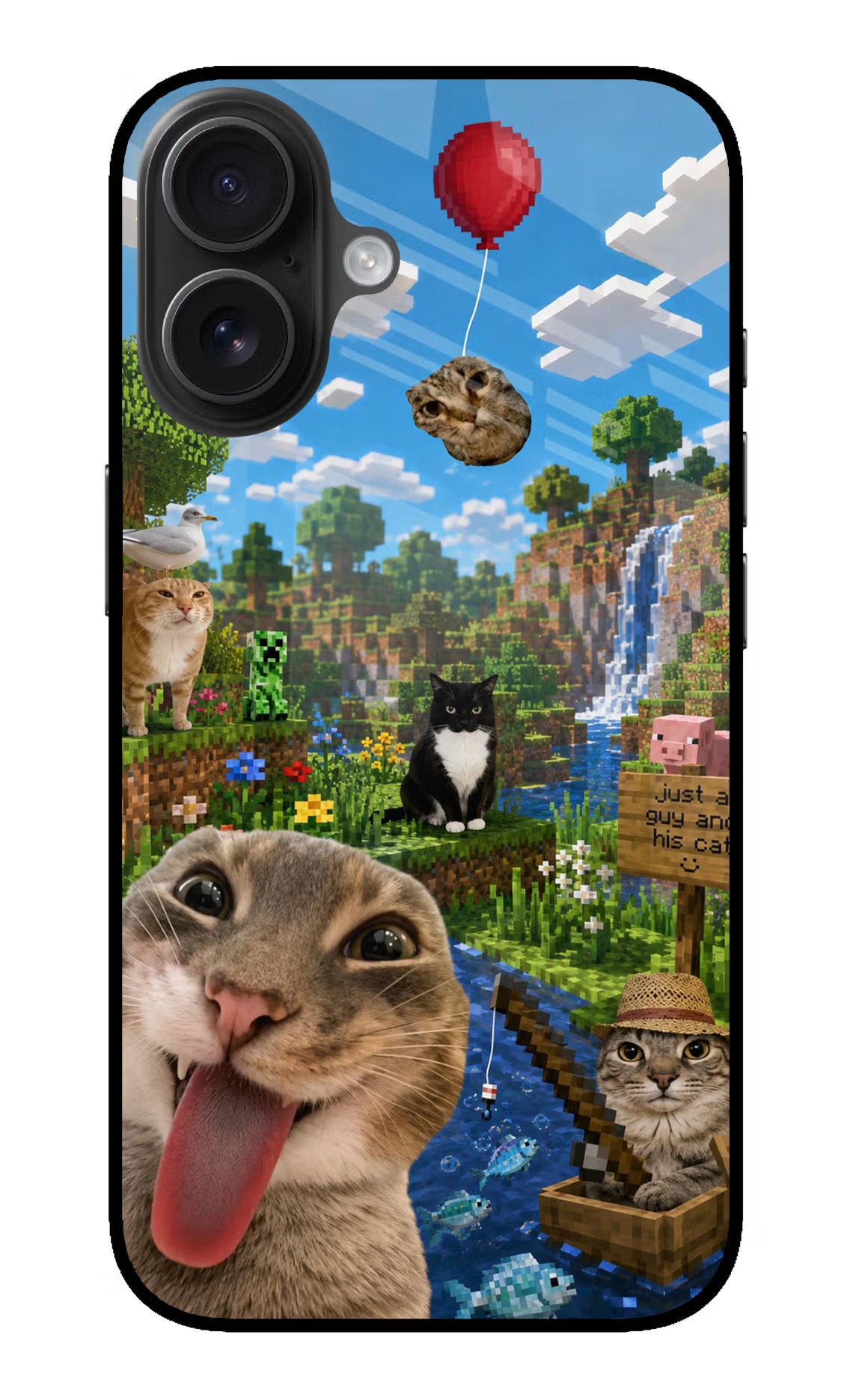 Minecraft Cat Chaos iPhone 16 Plus Glass Case