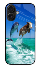 Dolphin vs Cow iPhone 16 Plus Glass Case