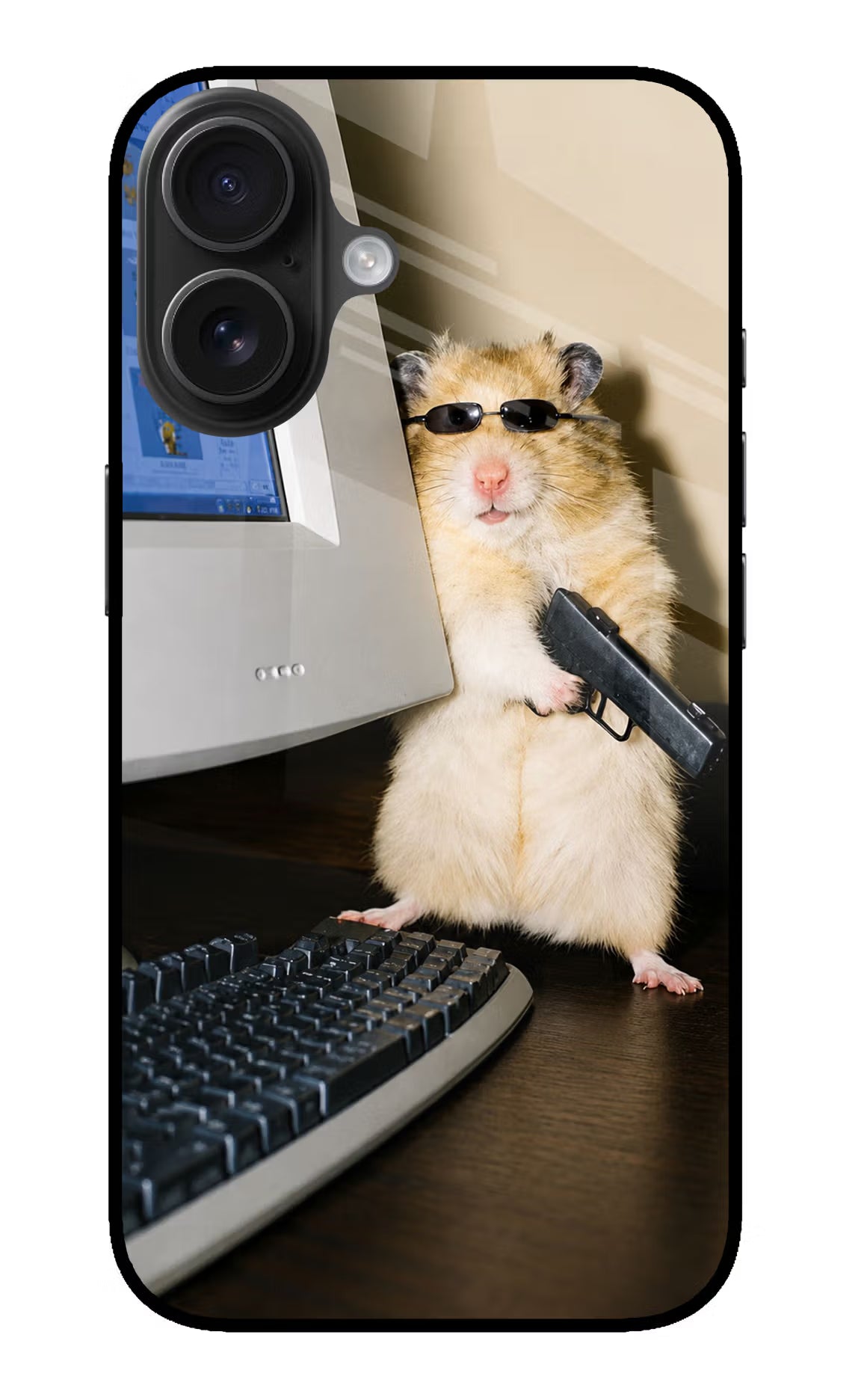 Hacker Hamster iPhone 16 Plus Glass Case