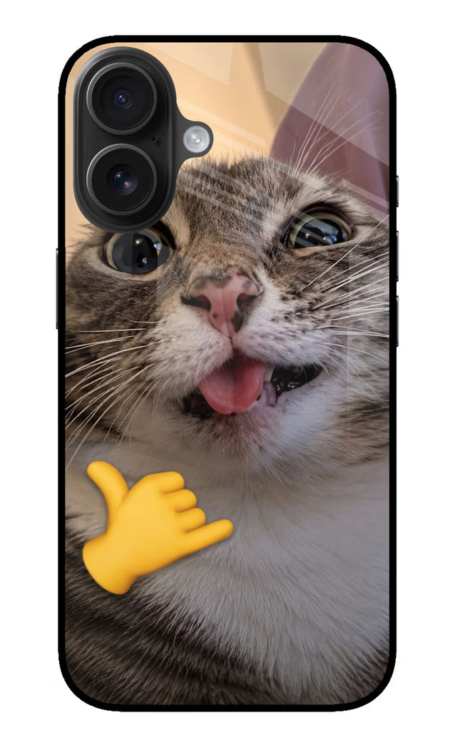 Silly Cat Call iPhone 16 Plus Glass Case