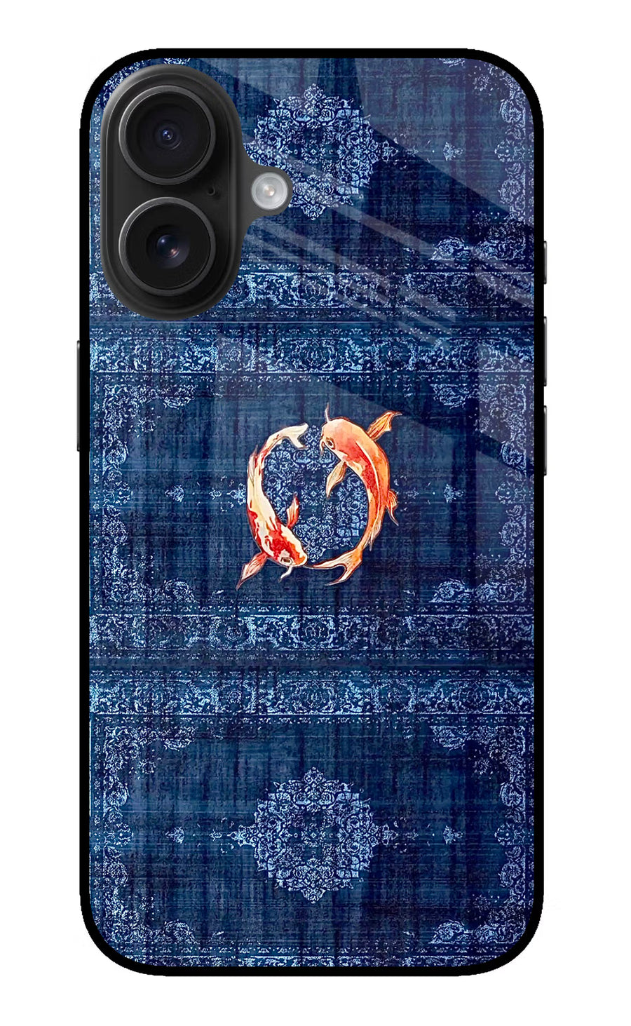Koi Blue iPhone 16 Plus Back Cover, Glass case