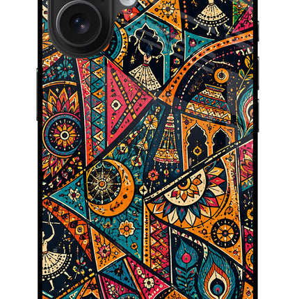 Folk Print iPhone 16 Plus Glass Case