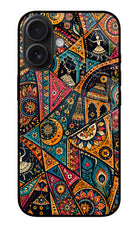 Folk Print iPhone 16 Plus Glass Case