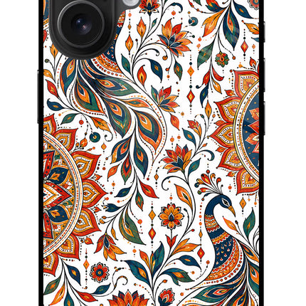 White Mayura iPhone 16 Plus Glass Case