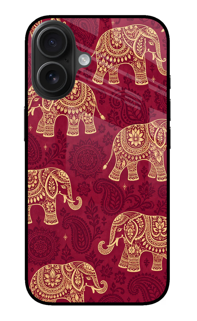 Maroon Elephant iPhone 16 Plus Glass Case