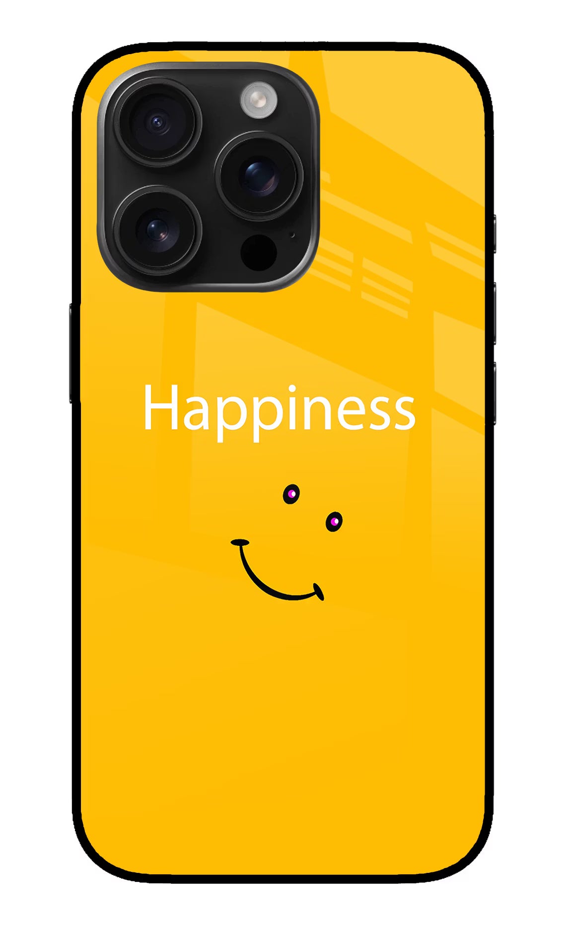 Happiness With Smiley iPhone 16 Pro Max Glass Case Back Cover by Casekaro