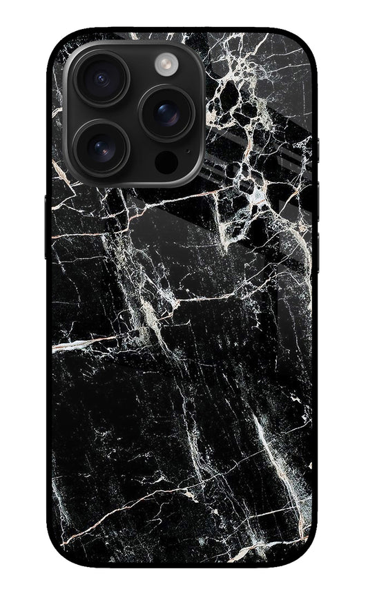 Black Marble Texture iPhone 16 Pro Max Glass Case