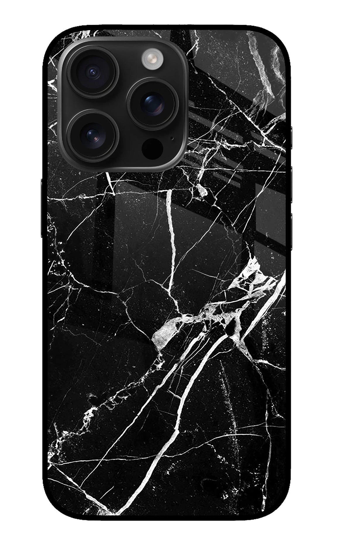 Black Marble Pattern iPhone 16 Pro Max Back Cover