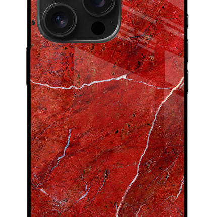 Red Marble Design iPhone 16 Pro Max Glass Case