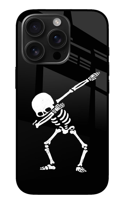 Dabbing Skeleton Art iPhone 16 Pro Max Glass Case