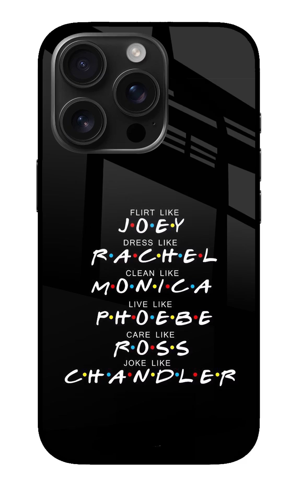 FRIENDS Character iPhone 16 Pro Max Glass Case Back Cover by Casekaro
