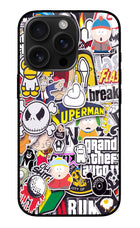 Sticker Bomb iPhone 16 Pro Max Glass Case Back Cover by Casekaro