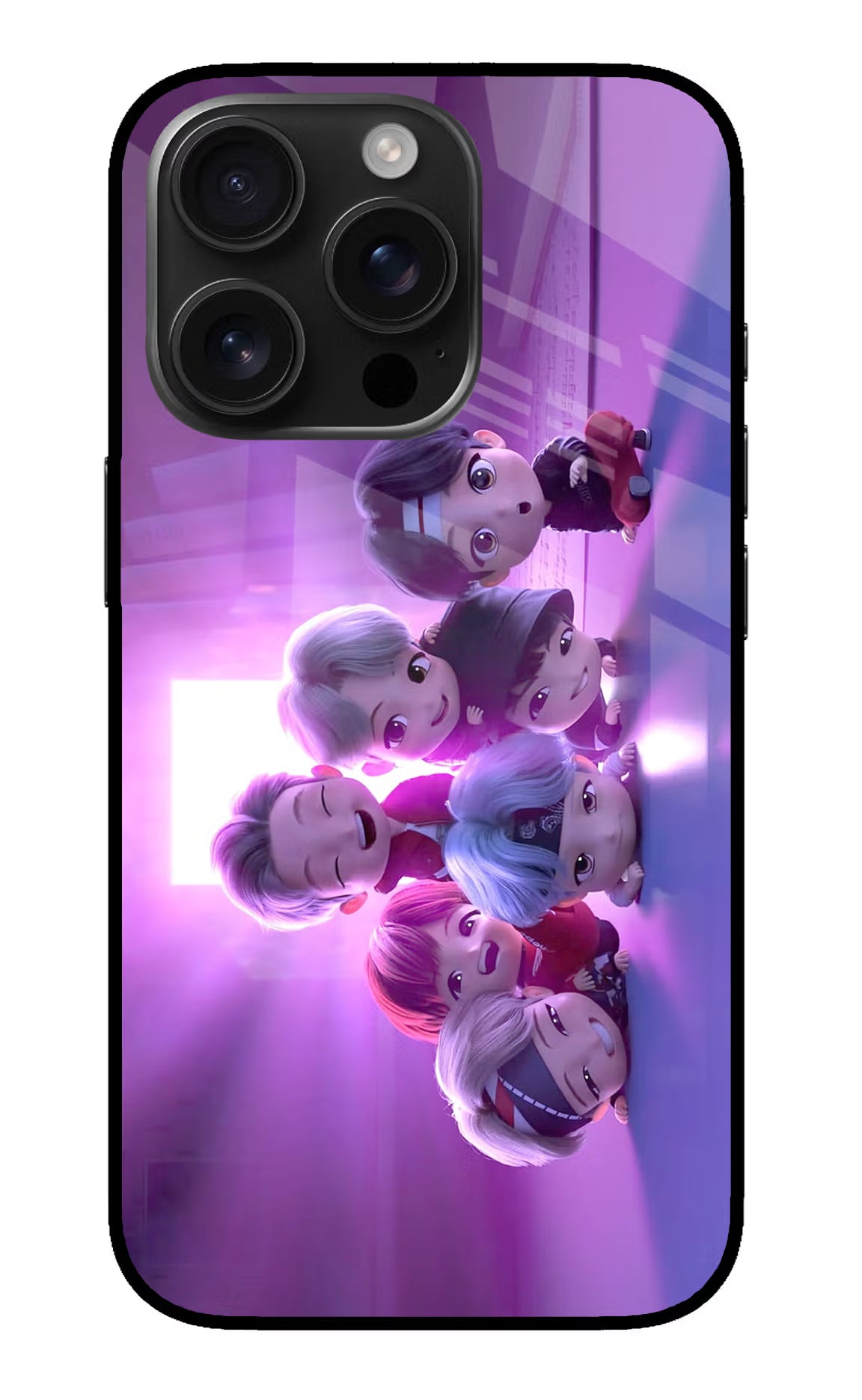 BTS Chibi iPhone 16 Pro Max Glass Case