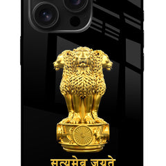 Satyamev Jayate Golden iPhone 16 Pro Max Glass Case