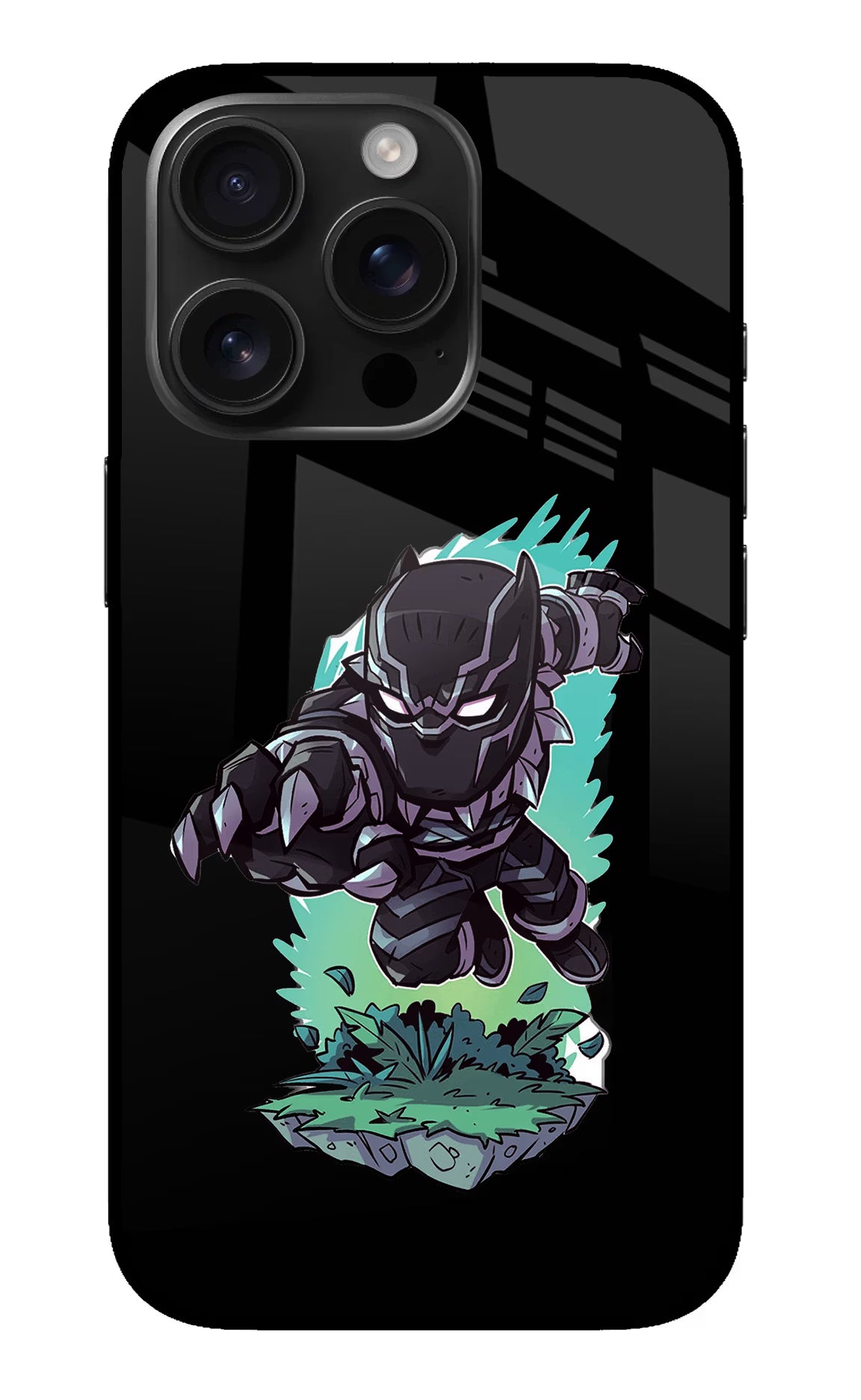 Black Panther iPhone 16 Pro Max Glass Case Back Cover by Casekaro