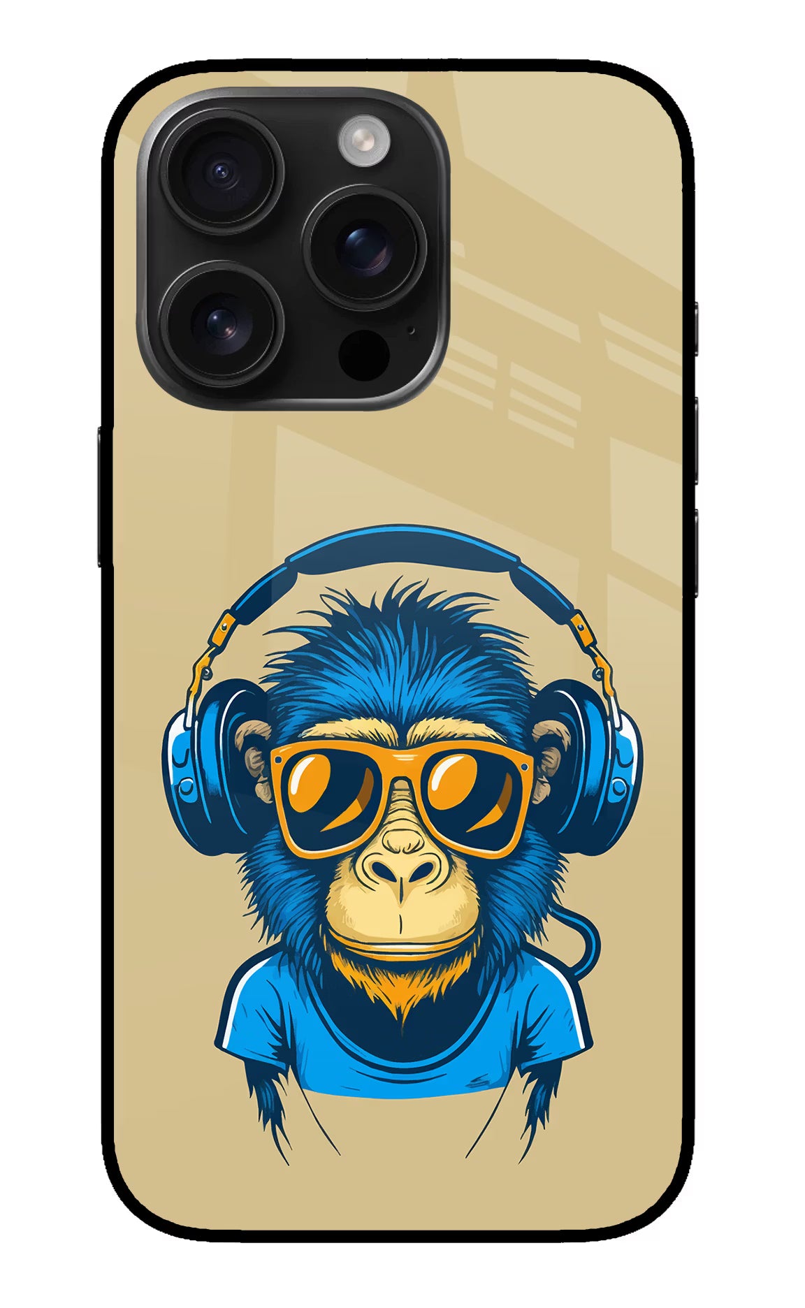 Monkey Headphone iPhone 16 Pro Max Glass Case Back Cover by Casekaro