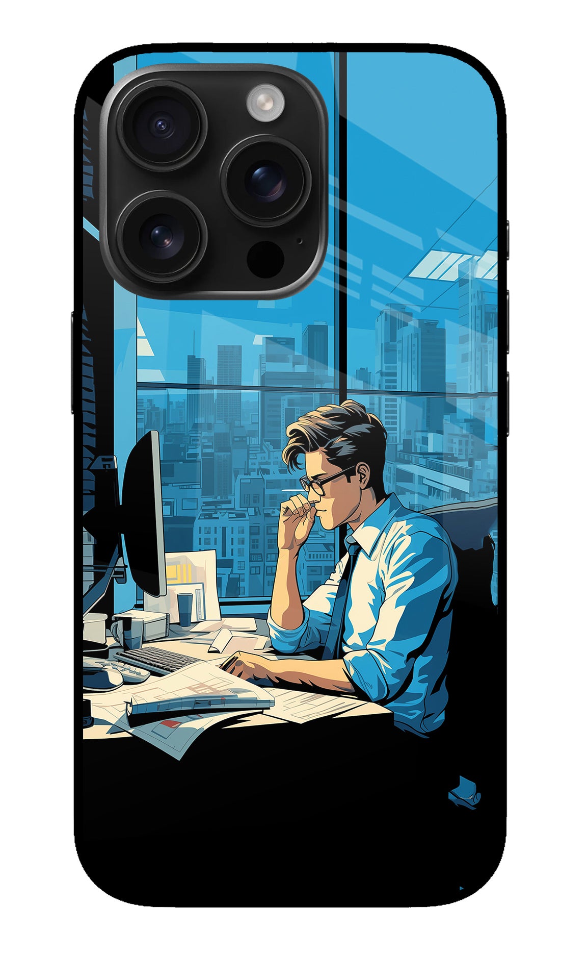 Focused Hustler (AI Generated) iPhone 16 Pro Max Glass Case