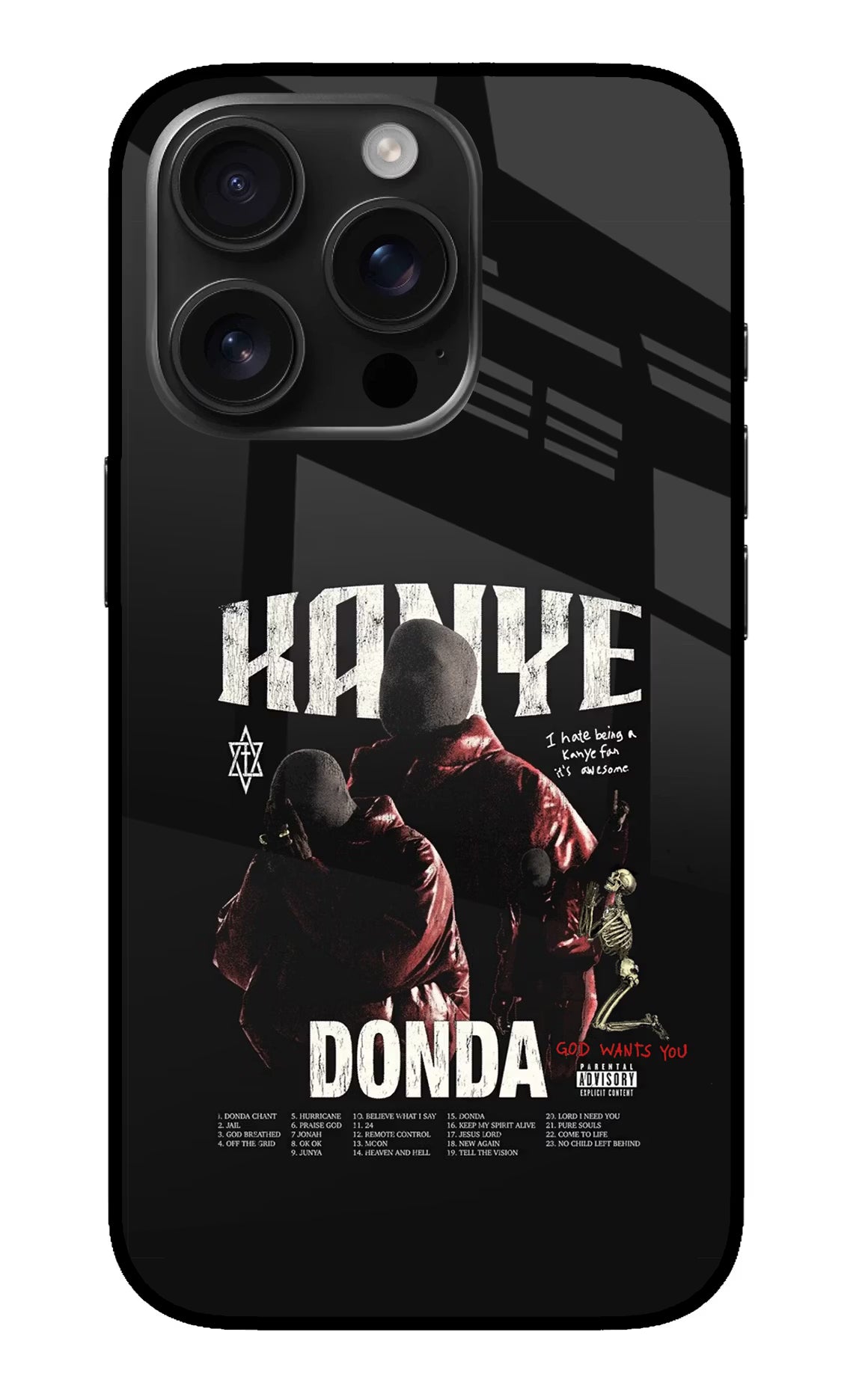 Donda Kanye West iPhone 16 Pro Max Glass Case Back Cover by Casekaro