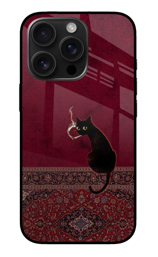 Midnight Cat iPhone 16 Pro Max Glass Case