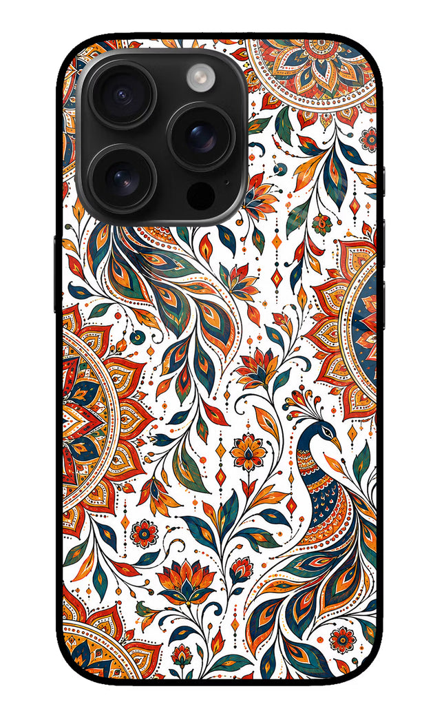 White Mayura iPhone 16 Pro Max Glass Case